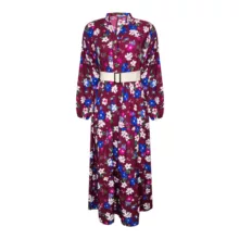 پیراهن یقه هفت زنانه مدل نخی گل دار  رنگ زرشکی