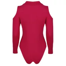 بادی آستین بلند زنانه دکسونری مدل 256004736 یقه دار رنگ سرخابی