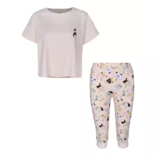 ست کراپ تی شرت آستین کوتاه و شلوارک راحتی زنانه ناربن مدل 15211142