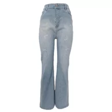 شلوار جین دم پا گشاد زنانه مدل 20125 رنگ آبی روشن