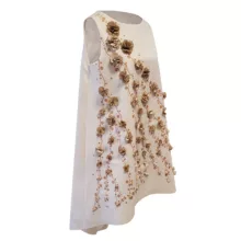 پیراهن یقه گرد زنانه پروت مدل P-129 رنگ کرم