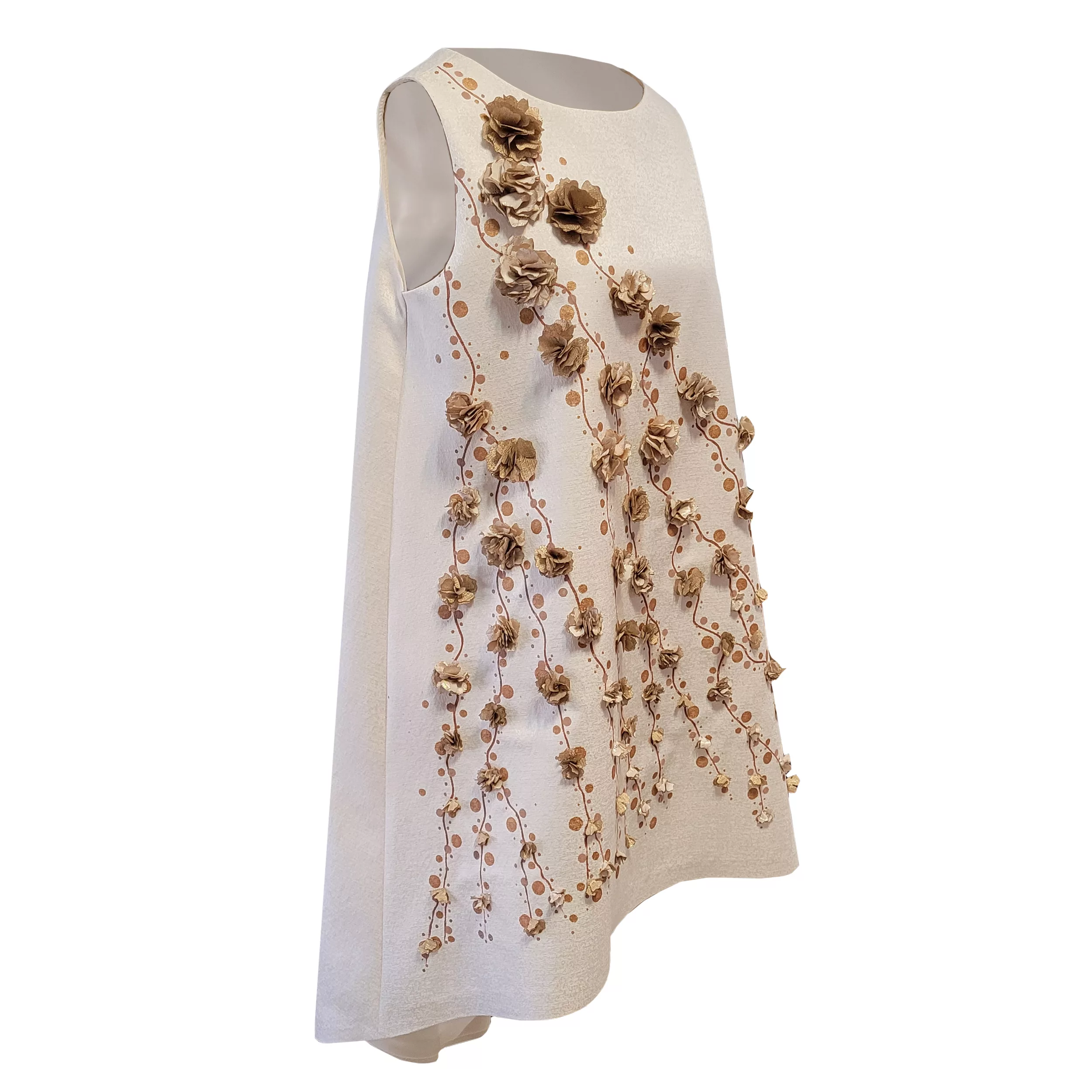 پیراهن یقه گرد زنانه پروت مدل P-129 رنگ کرم