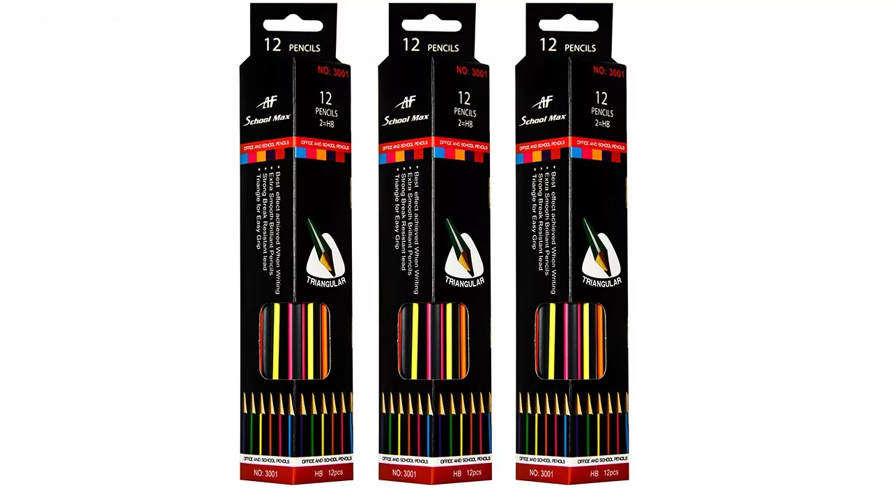 مداد مشکی ای اف اسکول مکس مدل 3001 - 3 بسته 12 عددی