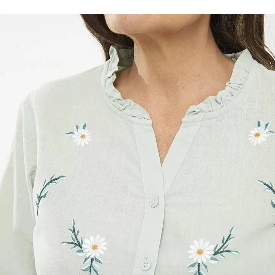 شومیز آستین بلند زنانه ال سی وایکیکی طرح بابونه