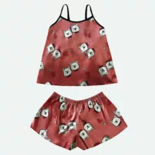 لباس خواب زنانه مدل Cute dog رنگ گلبهی