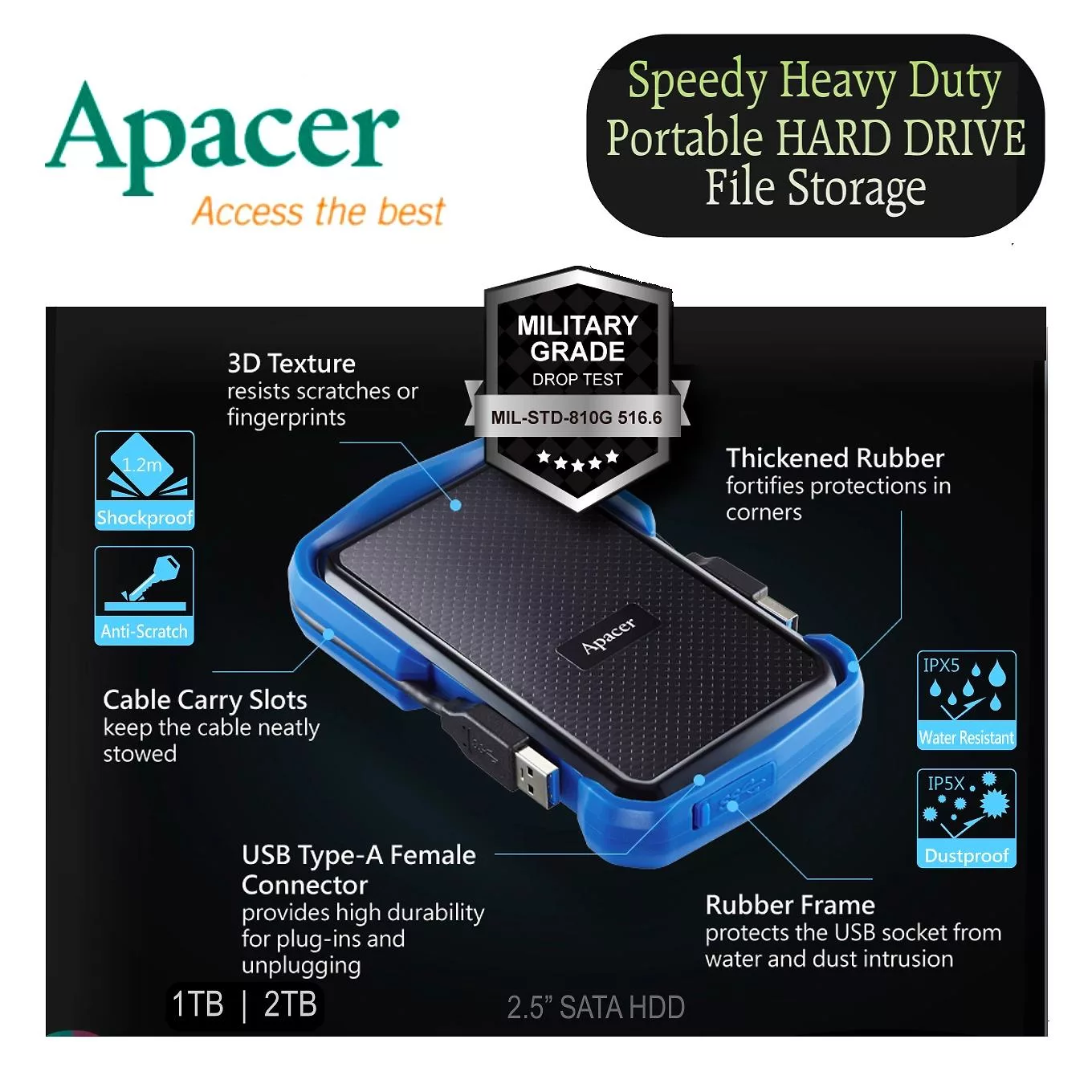 هارد اکسترنال اپیسر مدل AC631 ظرفیت 2 ترابایت