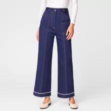 شلوار دم پا کش زنانه گره استایل مدل S-004 رنگ آبی