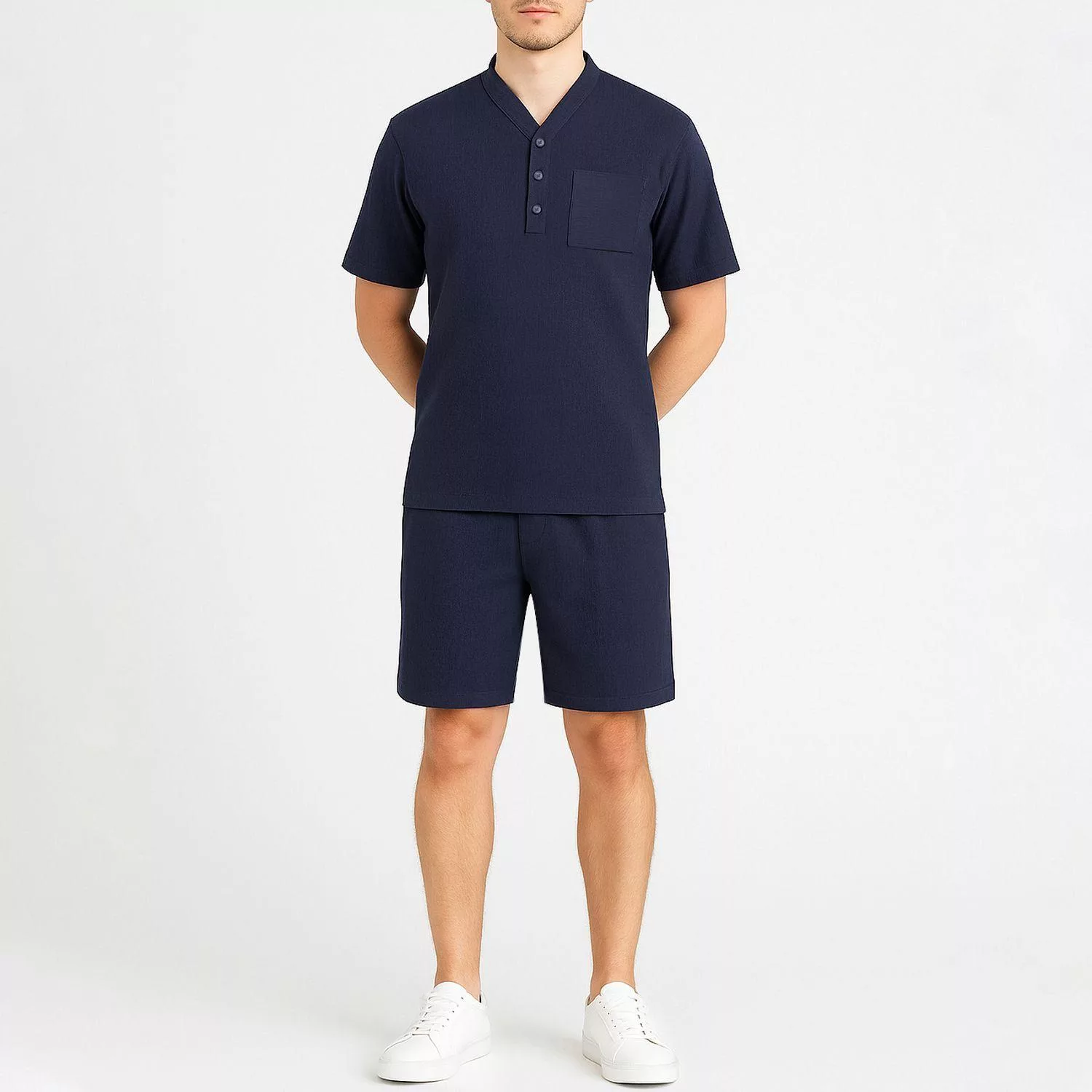 ست تی شرت و شلوارک مردانه مادر مدل Toni رنگ سرمه‌ای