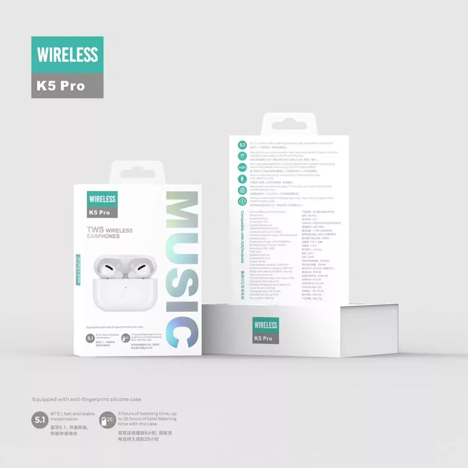 هدفون بلوتوثی موزیک آپولو مدل SERIESK5