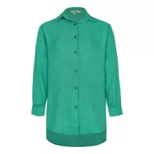 شومیز آستین سه ربع یقه برگردان زنانه نیزل مدل 1247 رنگ سبز تیره