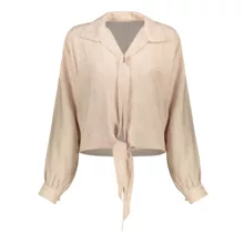 کراپ شومیز آستین بلند یقه هفت زنانه مدل نلین