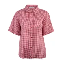 شومیز آستین کوتاه زنانه جین وست مدل چهارخانه کد 203018 رنگ قرمز