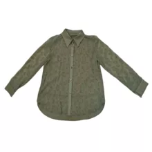 شومیز آستین بلند یقه کراواتی زنانه مدل TAPBND224 رنگ زیتونی