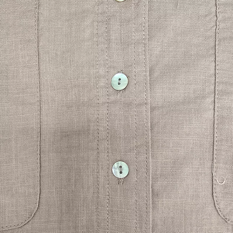 شومیز آستین سه ربع یقه انگلیسی زنانه مدل جیب دار رنگ نسکافهای