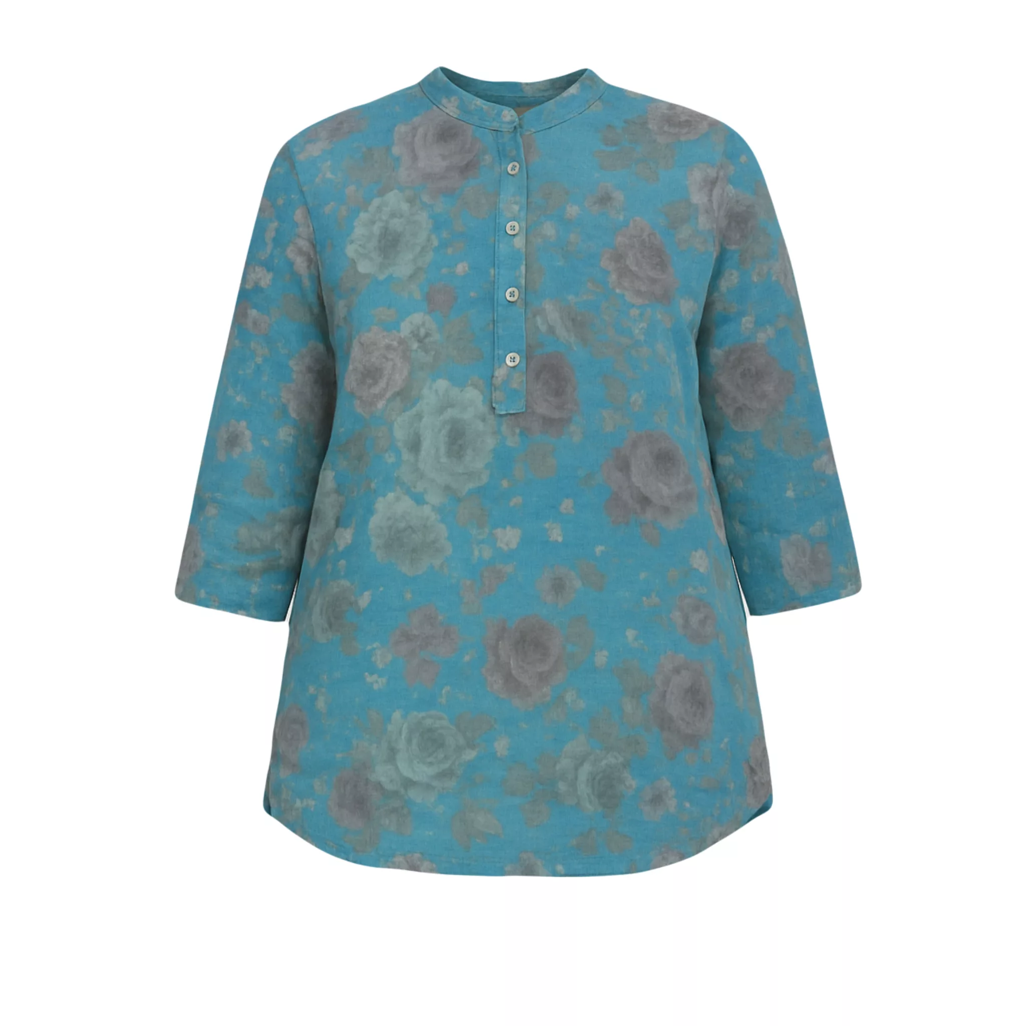 بلوز آستین سه ربع یقه ایستاده زنانه مدل 10028 رنگ آبی