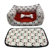 جای خواب سگ و گربه مدل G-2024 به همراه تشک باکس و استخوان