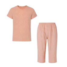 ست تی شرت آستین کوتاه و شلوارک راحتی زنانه مدل آماندیس کد AM065