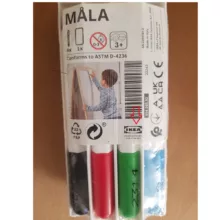 ماژیک وایت برد ایکیا مدل MÅLA کذ 504.565.92 به همراه تخته پاک کن  وایت بردمجموعه 5عددی