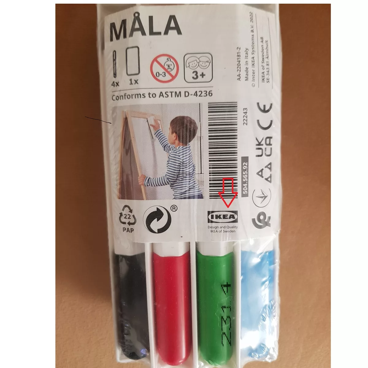 ماژیک وایت برد ایکیا مدل MÅLA کذ 504.565.92 به همراه تخته پاک کن  وایت بردمجموعه 5عددی