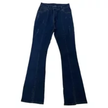 شلوار جین دم پا گشاد زنانه مدل ASDP رنگ سرمه ای