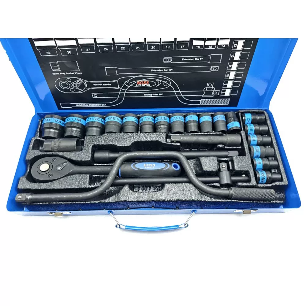 آچار بکس جغجغه ای باس مدل LIFE-STYLE-24 BLACK مجموعه 24 عددی