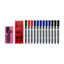 ماژیک وایت برد کایزر مدل قلمی طرح بدنه باریک به همراه تخته پاک کن بسته 14 عددی