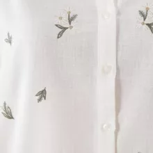 شومیز آستین سه ربع یقه هفت زنانه ال سی وایکیکی مدل Embriodo12 رنگ شیری