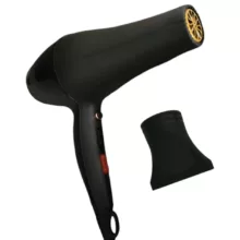 سشوار حرفه‌ای مدل professional، موتور AC، توان مصرفی 9000 وات، دارای قابلیت باد سرد، فناوری تولید یون، تعویض سری، طراحی ارگونومیک، با حالت حجم‌دهنده، وزن 539 گرم، تنظیم حرارت 3 حالته و کنترل سرعت 2 حالته، به همراه سری متمرکزکننده پهن