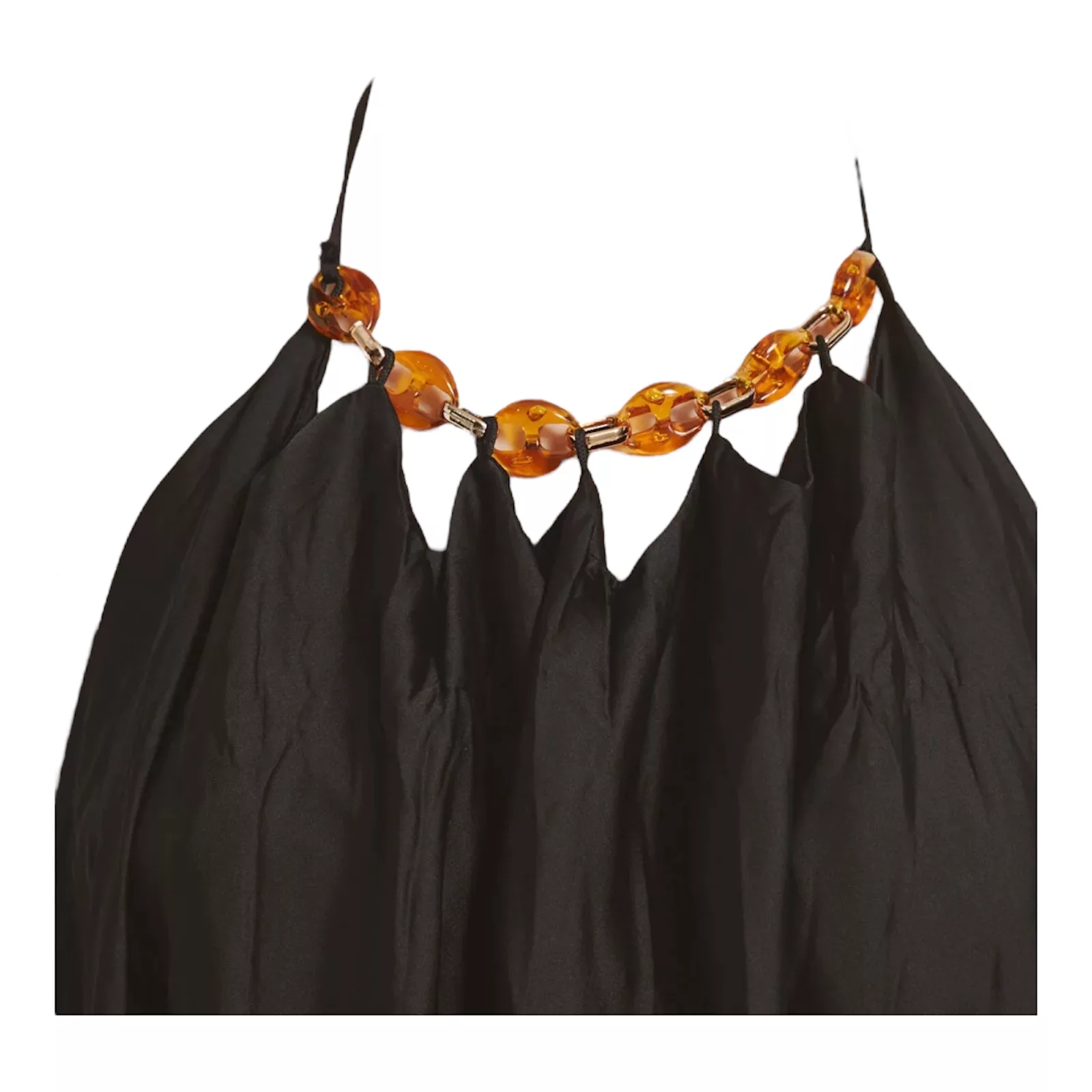 پیراهن ساحلی یقه بندی زنانه ال سی وایکیکی مدل ساتن بوهمین رنگ مشکی