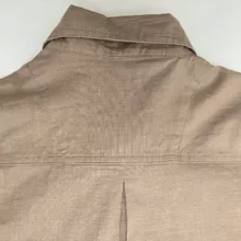 شومیز آستین سه ربع یقه انگلیسی زنانه مدل جیب دار رنگ نسکافهای