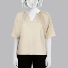 بلوز آستین سه ربع زنانه سرژه مدل 204614 رنگ کرم