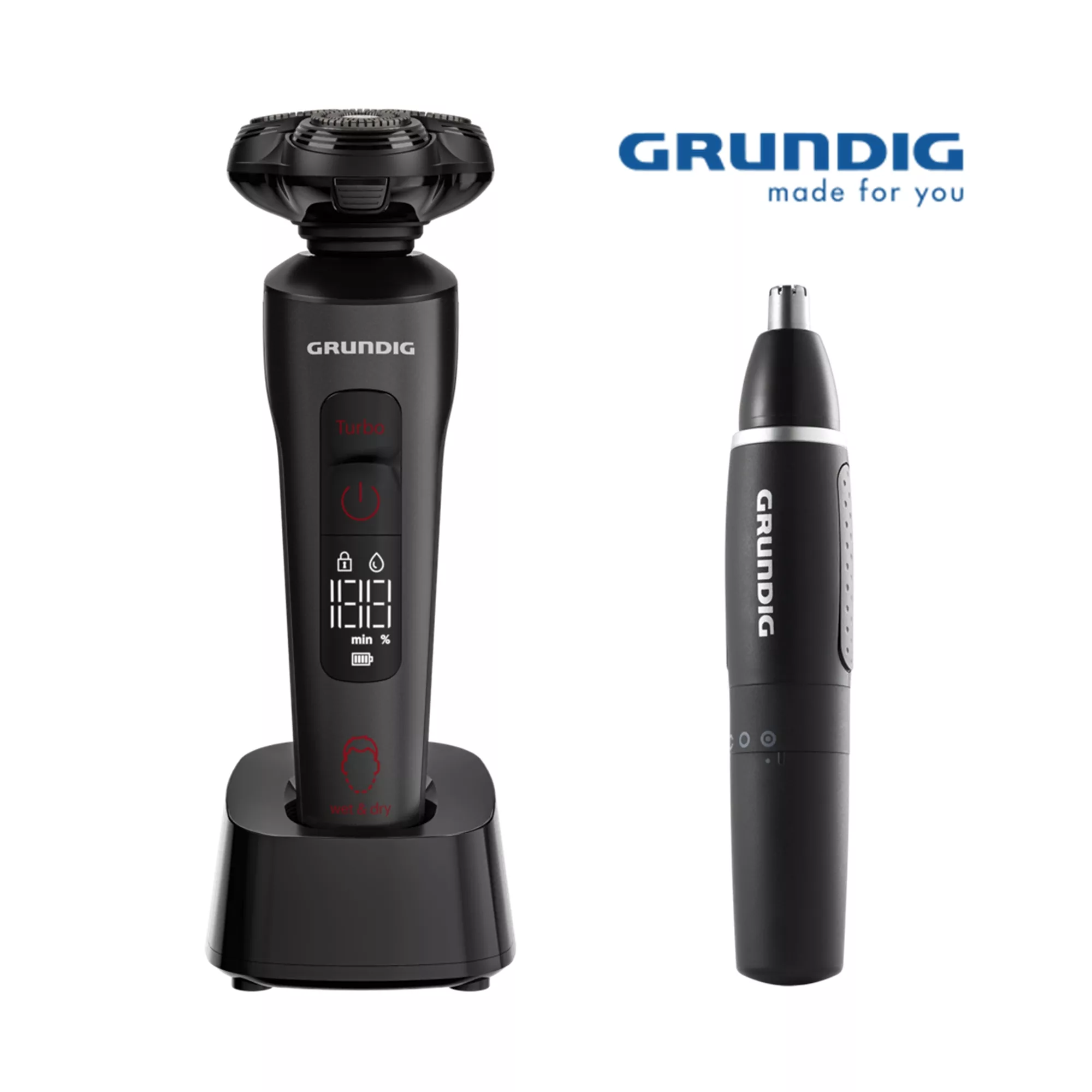 ماشین اصلاح موی صورت شارژی گروندیگ مدل MS 9130 به همراه مو زن گوش و بینی گروندیگ مدل MT 3810