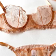 ست شورت و سوتین توری زنانه ژینا کد 1006 رنگ مسی