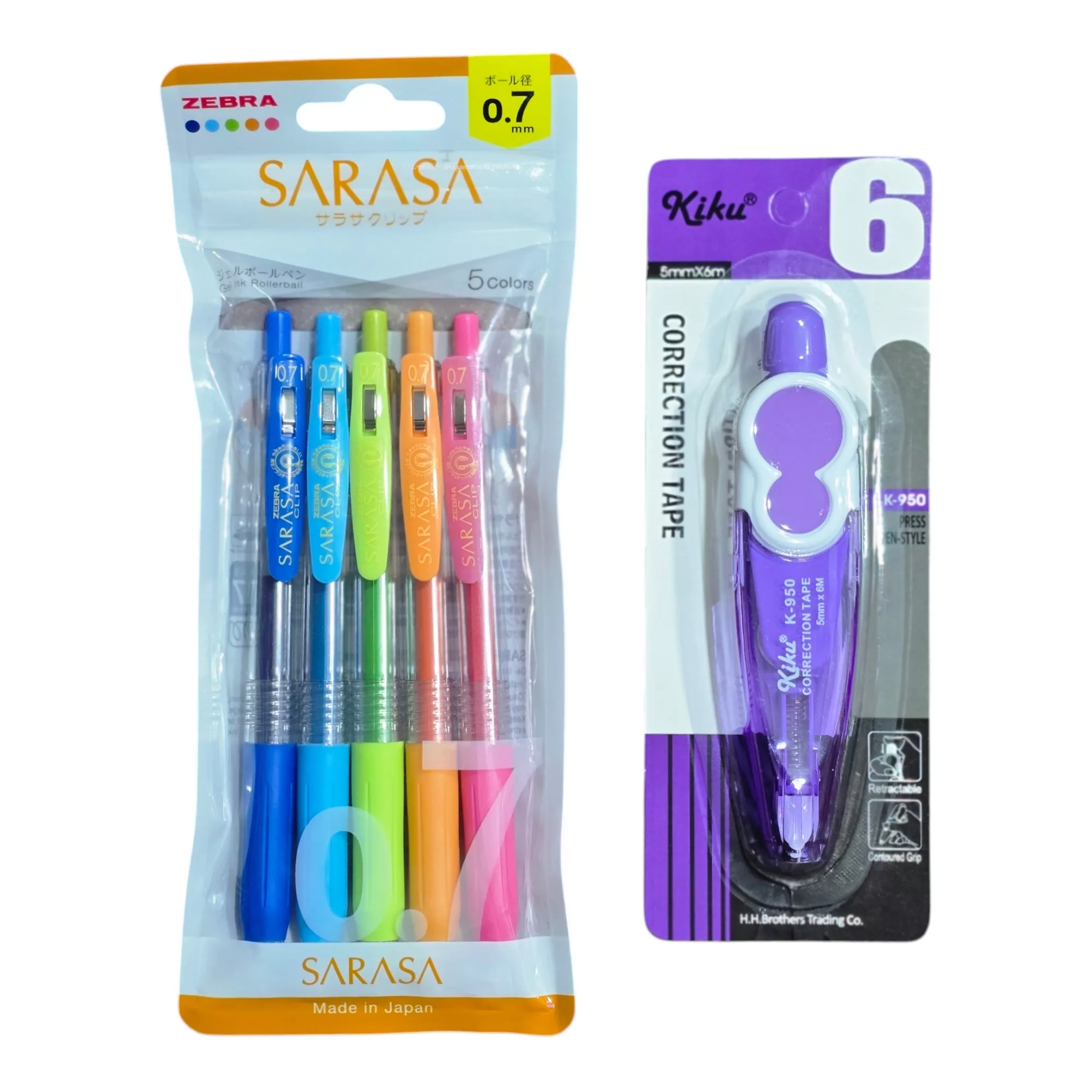 روان نویس 0.7 میلی متری زبرا مدل ساراسا به همراه با غلط گیر نواری بسته 5 عددی