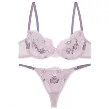 ست سوتین و شورت زنانه برتا  مدل توری کد 2020YA رنگ یاسی