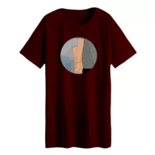 تی شرت لانگ زنانه مدل عشق رنگ زرشکی