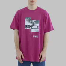 تی شرت آستین کوتاه مردانه پاتن جامه مدل  نخی 331621030002999 رنگ سرخابی