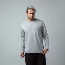 تی شرت آستین بلند مردانه باینت مدل 513-10 رنگ طوسی روشن