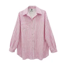 شومیز آستین بلند یقه برگردان زنانه ماه پوش مدل 1404 رنگ صورتی