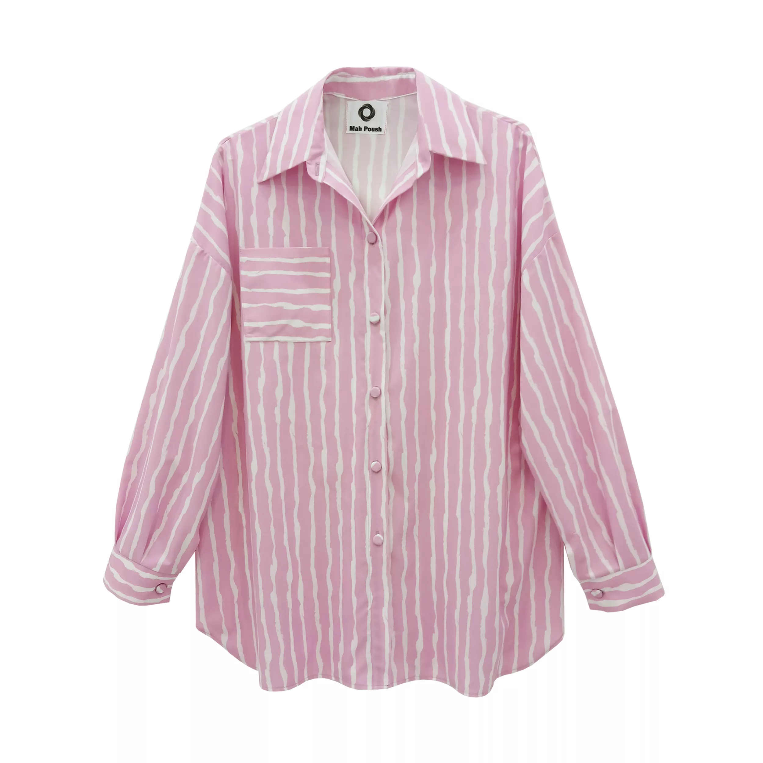 شومیز آستین بلند یقه برگردان زنانه ماه پوش مدل 1404 رنگ صورتی