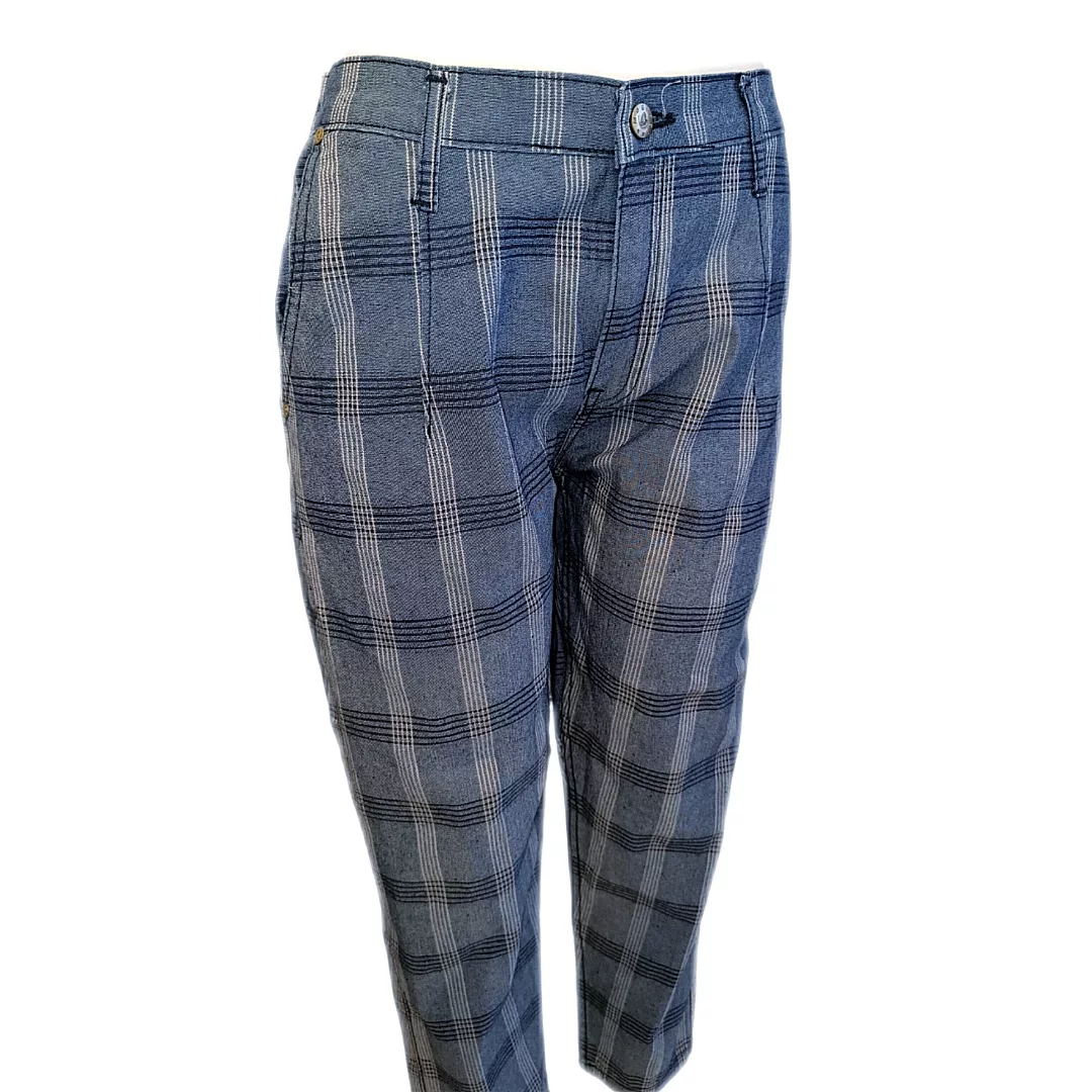 شلوار زنانه مدل کتان چهارخونه مام استایل