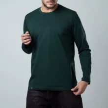 تی شرت آستین بلند مردانه باینت مدل 513-20 رنگ سبز تیره