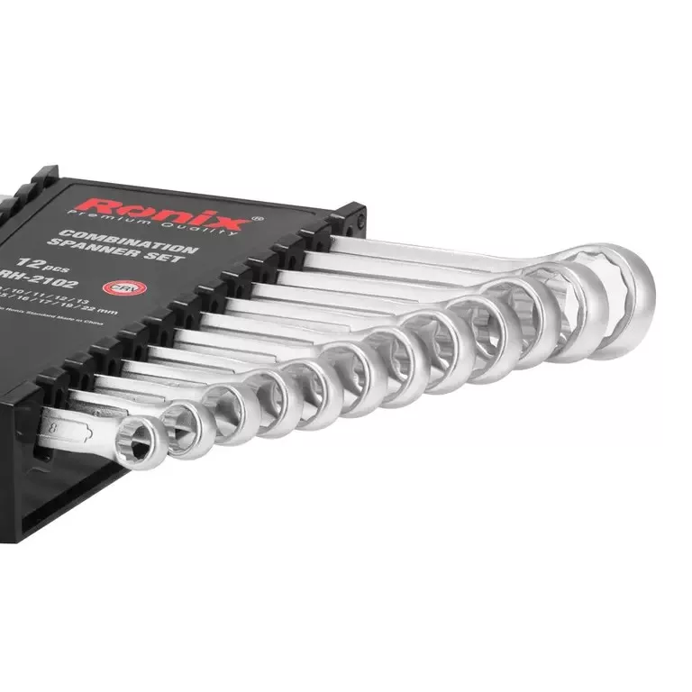 آچار یکسر تخت و یکسر رینگی رونیکس مدل CRV2102.SPANNER مجموعه 12 عددی