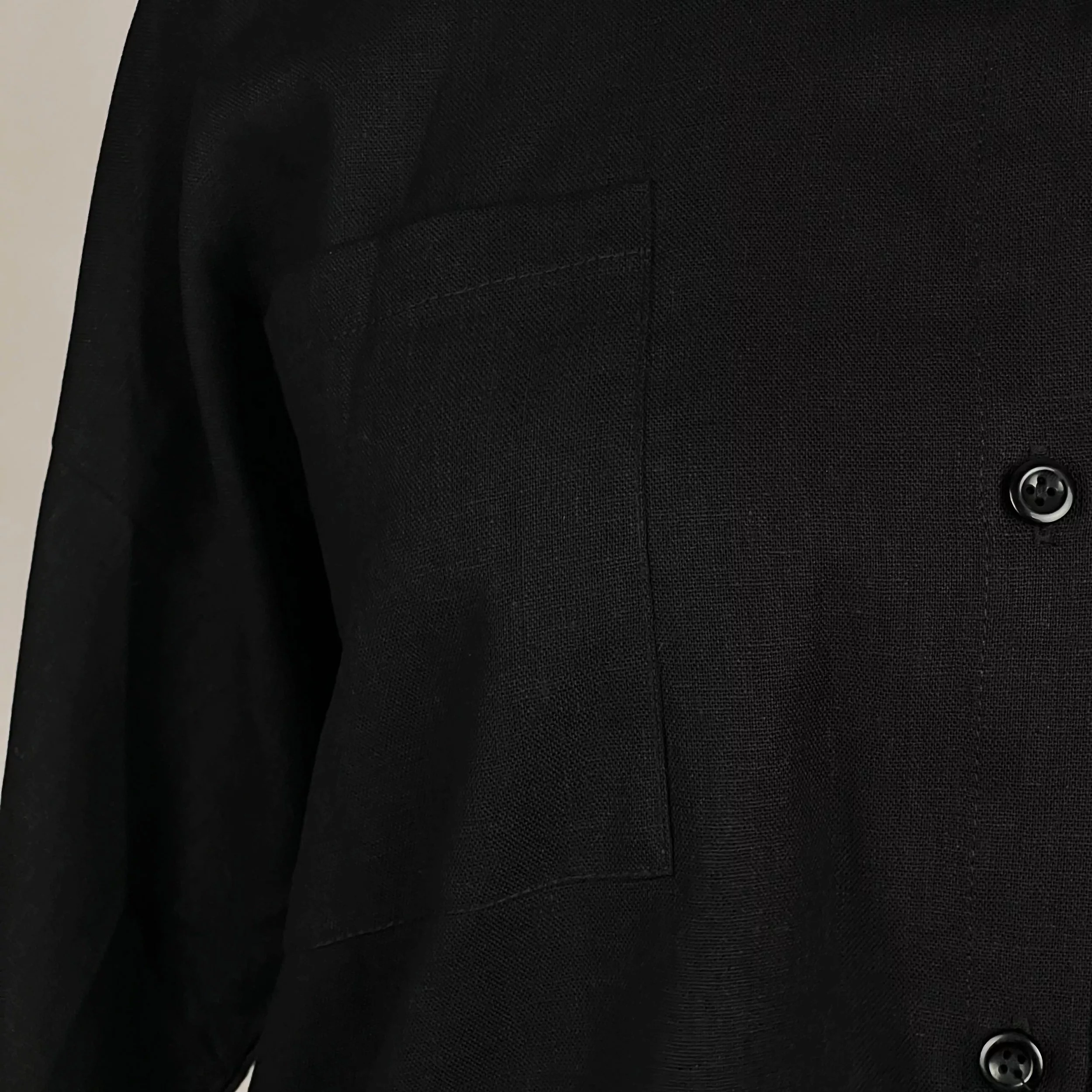 شومیز آستین بلند یقه برگردان زنانه مدل کلوش لینن کد AK1325 رنگ مشکی