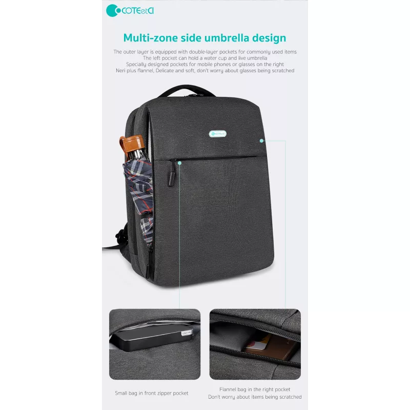 کوله پشتی لپ تاپ کوتتسی مدل NoteBook Multi-Functional Backpack Hemp 14011-HG مناسب برای لپ تاپ 16 اینچی
