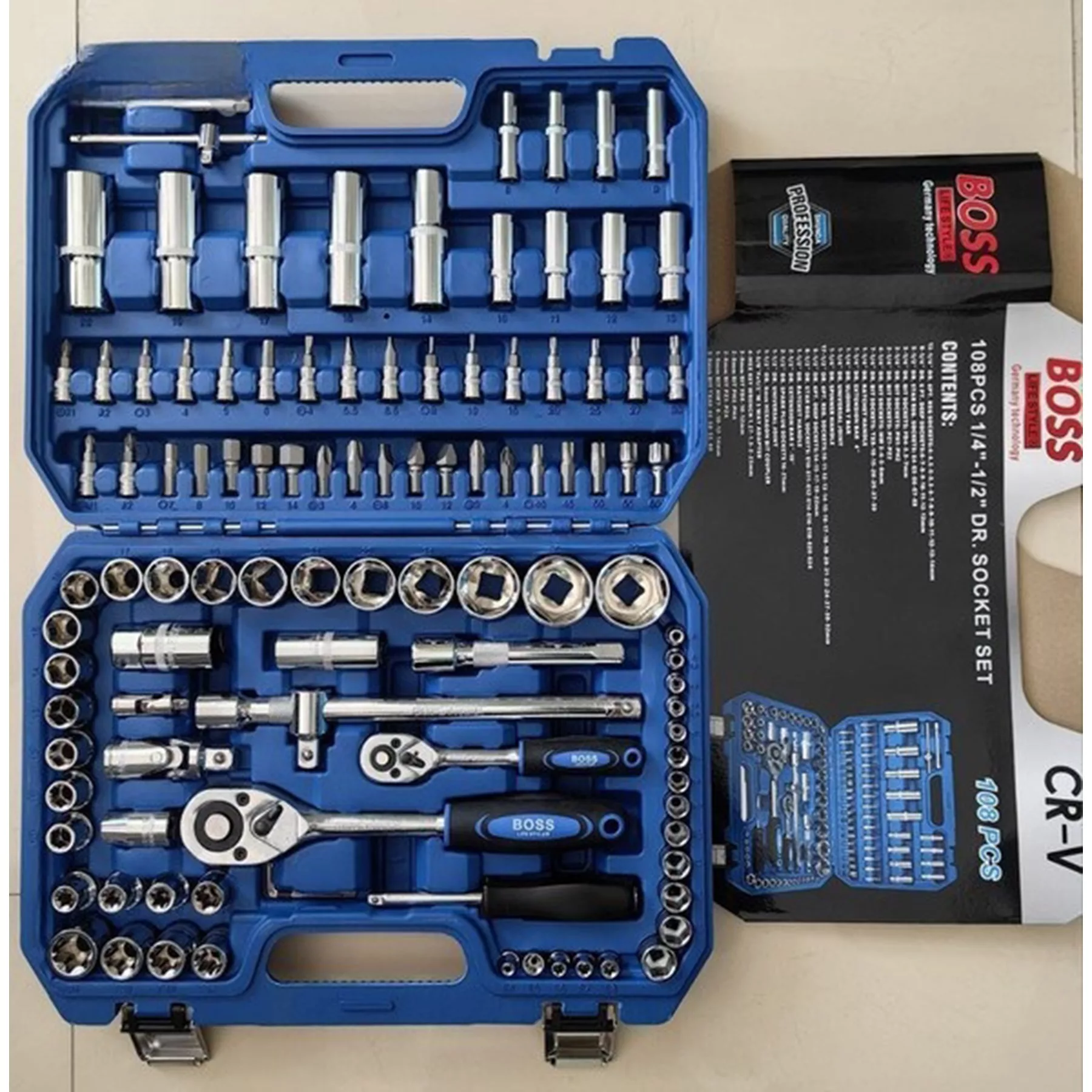 آچار بکس صنعتی باس مدل BS-108PCS مجموعه 108 عددی