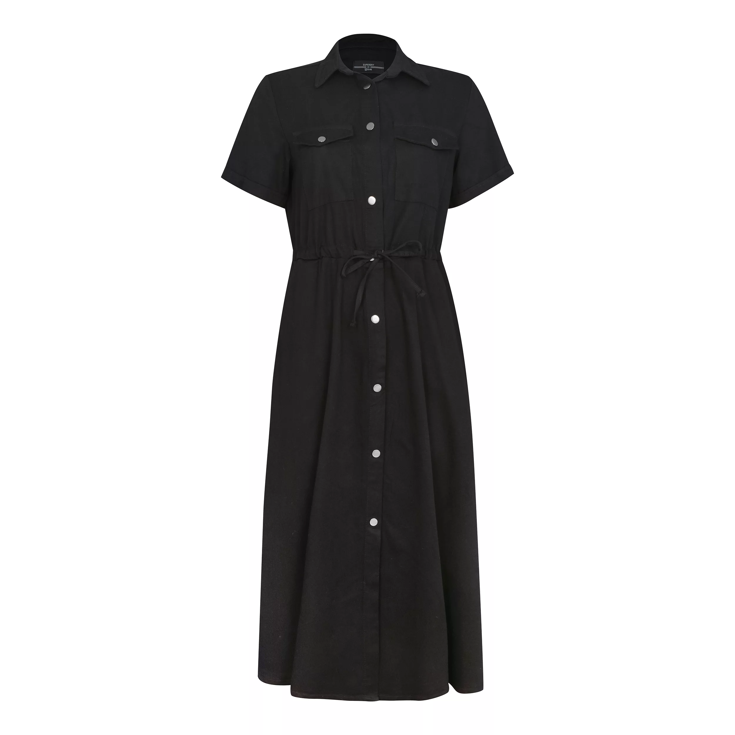 پیراهن یقه برگردان زنانه سوپردرای مدل W18S50101C رنگ مشکی