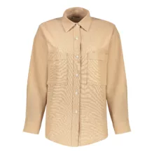 شومیز آستین بلند یقه برگردان زنانه برندس مدل Q04 رنگ کرم