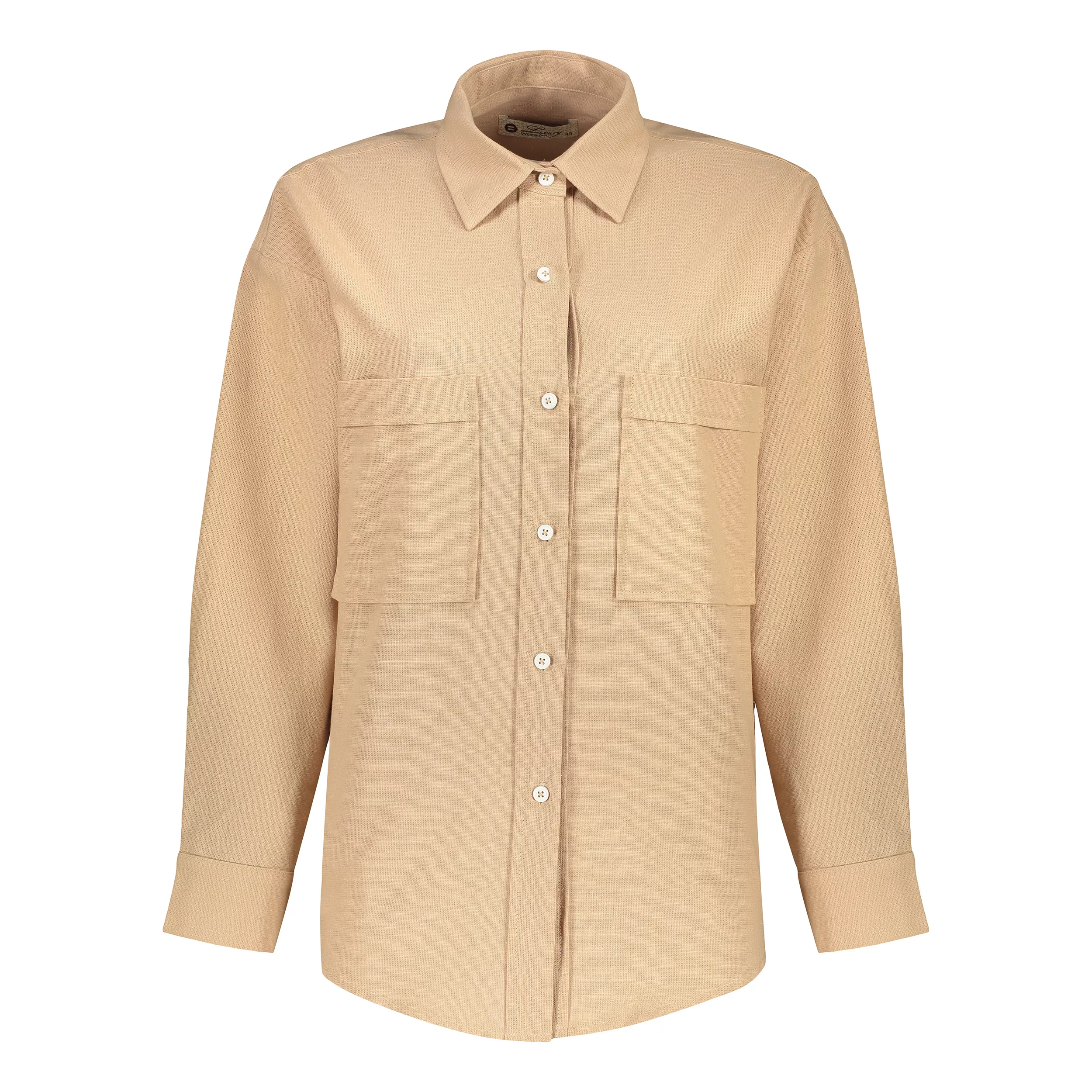 شومیز آستین بلند یقه برگردان زنانه برندس مدل Q04 رنگ کرم