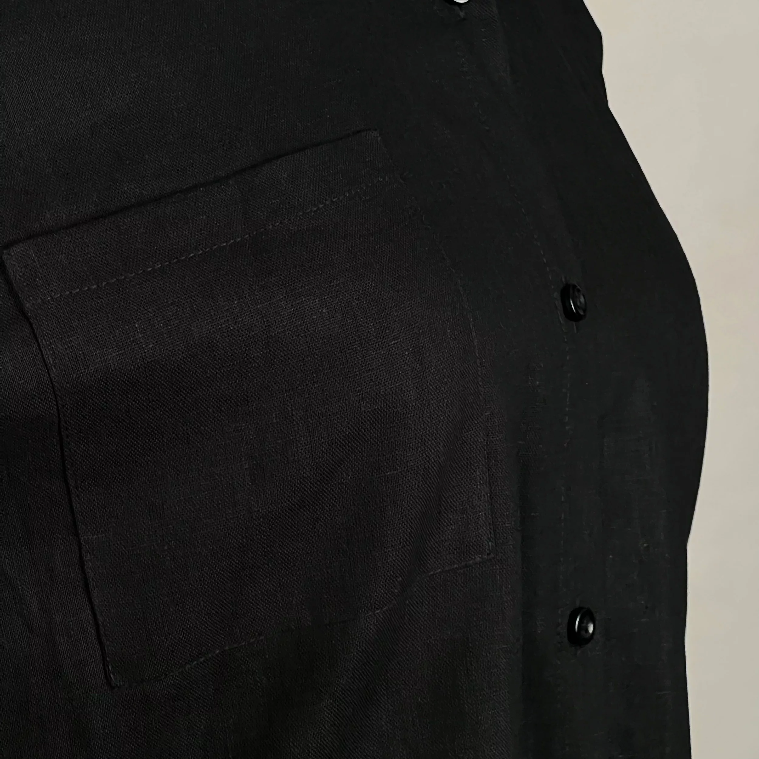 شومیز آستین بلند یقه برگردان زنانه مدل کلوش لینن کد AK1325 رنگ مشکی